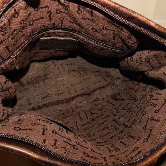 Fossil Striped Wool & Leather Crossbody Handbag Purse - Picture 7 of 13